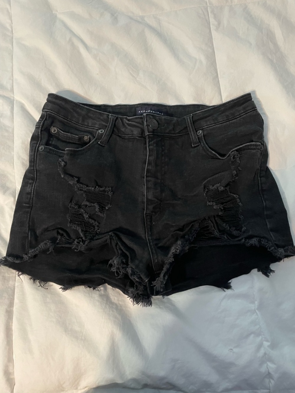 Aeropostale Black Distressed Cutoff Jean Shorts